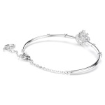 Constella bangle Round cut, Dancing stone, White, Rhodium plated